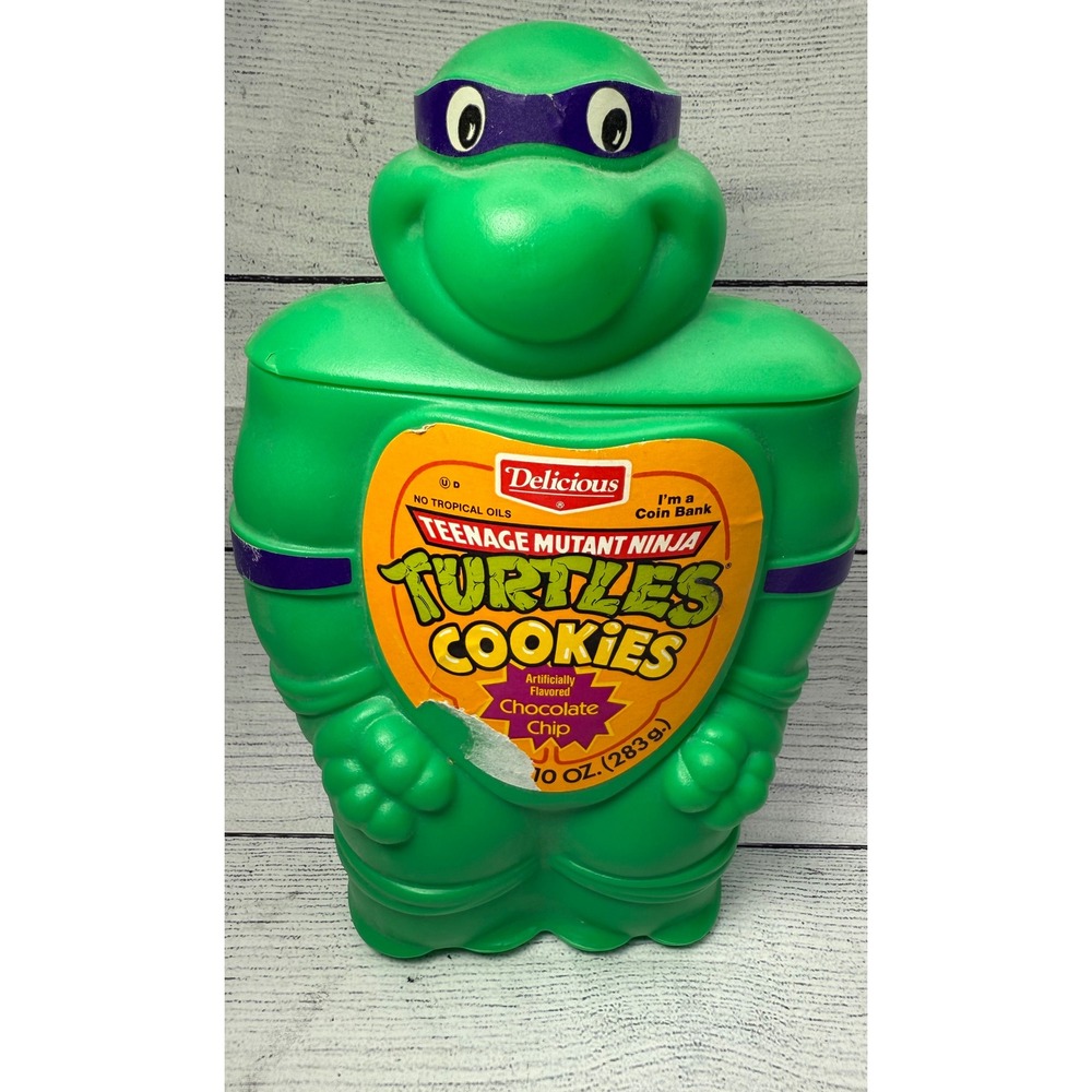 Vintage Teenage Mutant Ninja Turtles Cookies Coin Bank Delicious 1980s‎